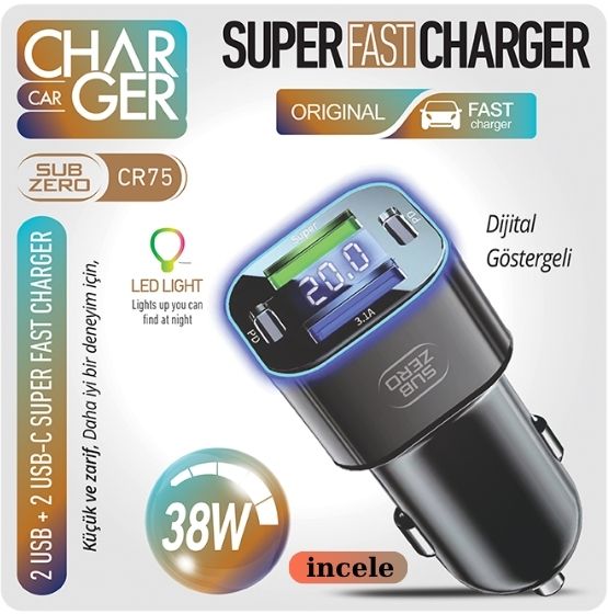 Subzero CR75 38W Dijital Göstergeli usb